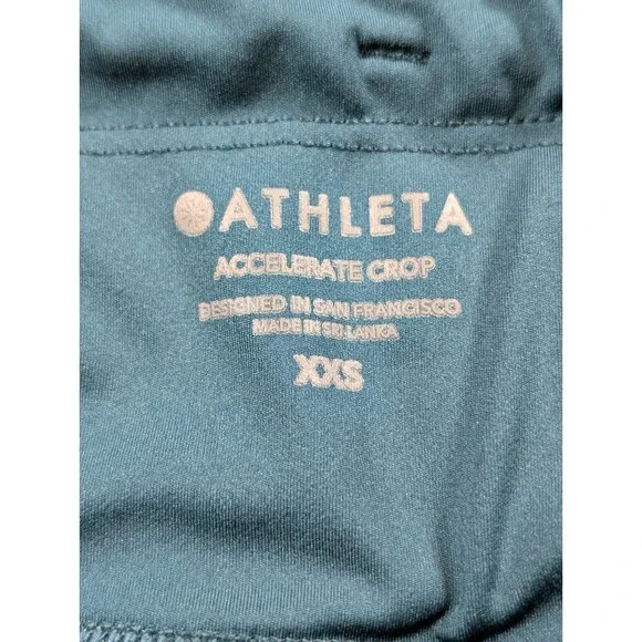 Athleta Accelerate Crop Leggings Womens XXS Teal Athletic Running Pocket - Picture 5 of 11